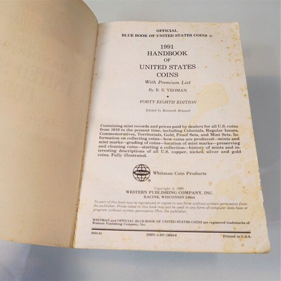 1991 Handbook Of United States Coins by R. S. Yeoman 48th Edition Paperback Book - Picture 5 of 11